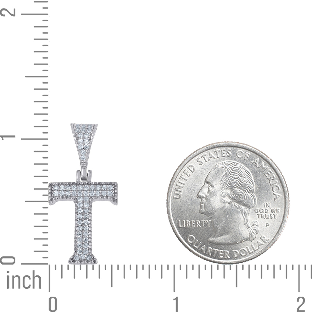 925 Sterling Silver Unisex Moissanite Initial Letter T Charm Pendant