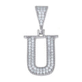 925 Sterling Silver Unisex Moissanite Initial Letter U Charm Pendant
