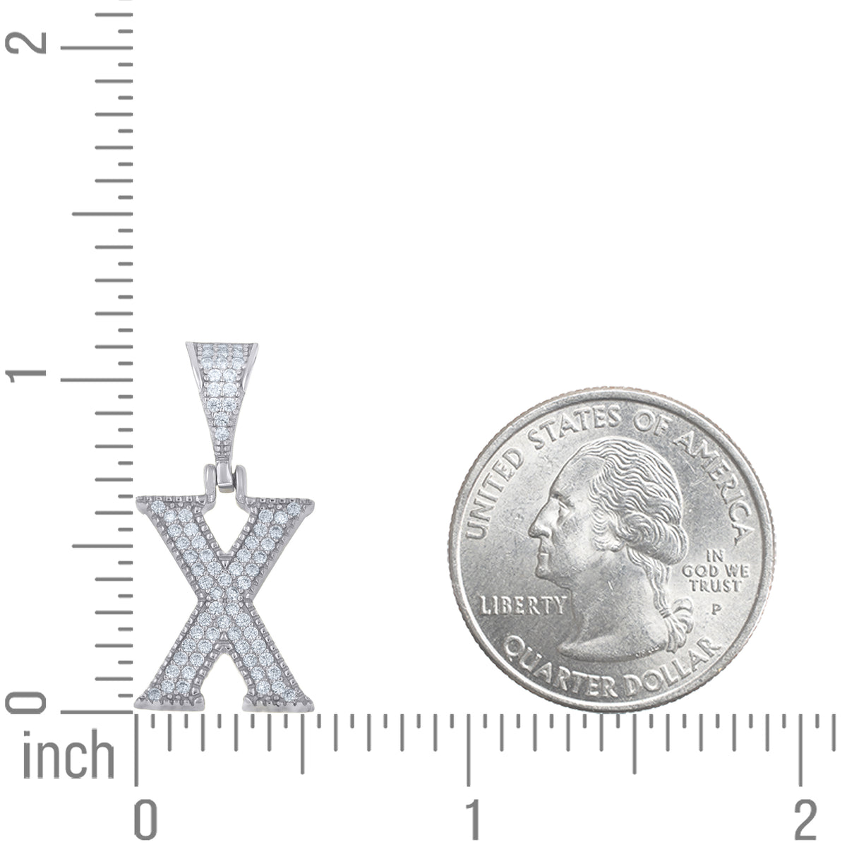 925 Sterling Silver Unisex Moissanite Initial Letter X Charm Pendant