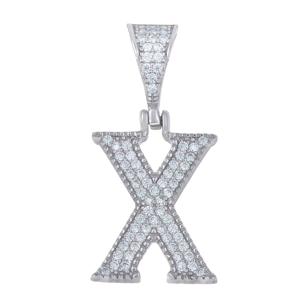 925 Sterling Silver Unisex Moissanite Initial Letter X Charm Pendant