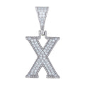 925 Sterling Silver Unisex Moissanite Initial Letter X Charm Pendant