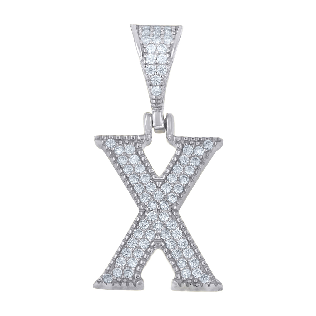925 Sterling Silver Unisex Moissanite Initial Letter X Charm Pendant