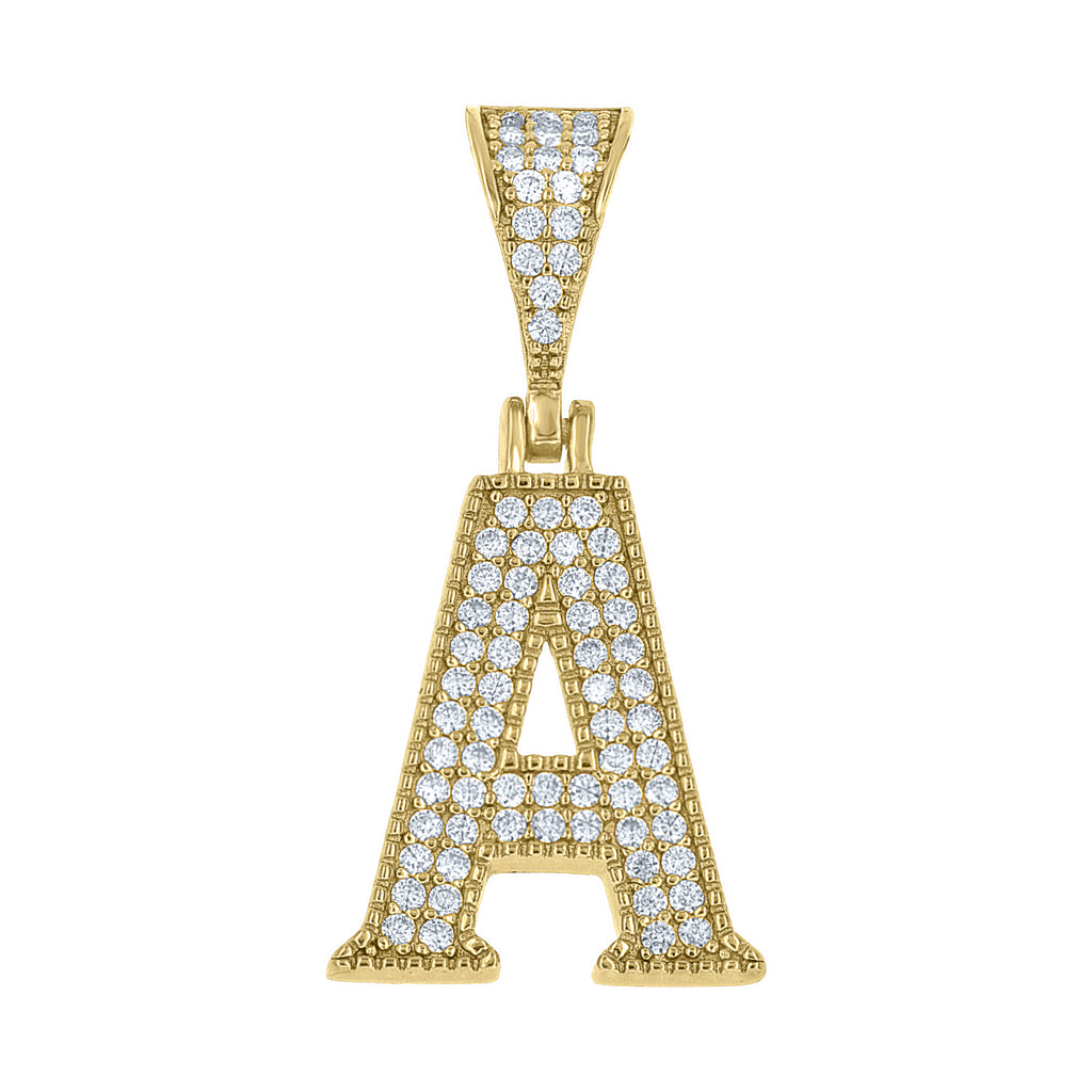 925 Sterling Silver Unisex Moissanite Initial Letter A Charm Pendant