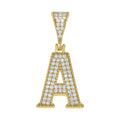 925 Sterling Silver Unisex Moissanite Initial Letter A Charm Pendant