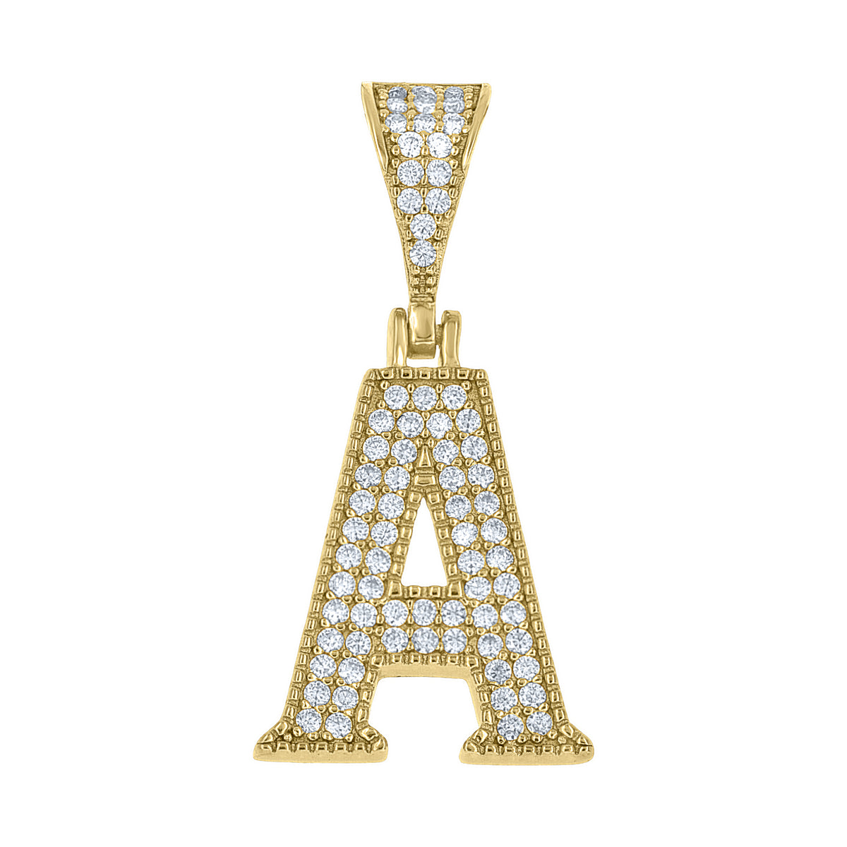 925 Sterling Silver Unisex Moissanite Initial Letter A Charm Pendant