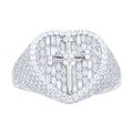 925 Sterling Silver Womens Baguette Round Moissanite Cross Heart Ring Size 8