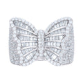 925 Sterling Silver Womens Baguette Round Moissanite Butterfly Fashion Ring Size 8