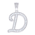 925 Sterling Silver Unisex Moissanite Initial Alphabet D Charm Pendant