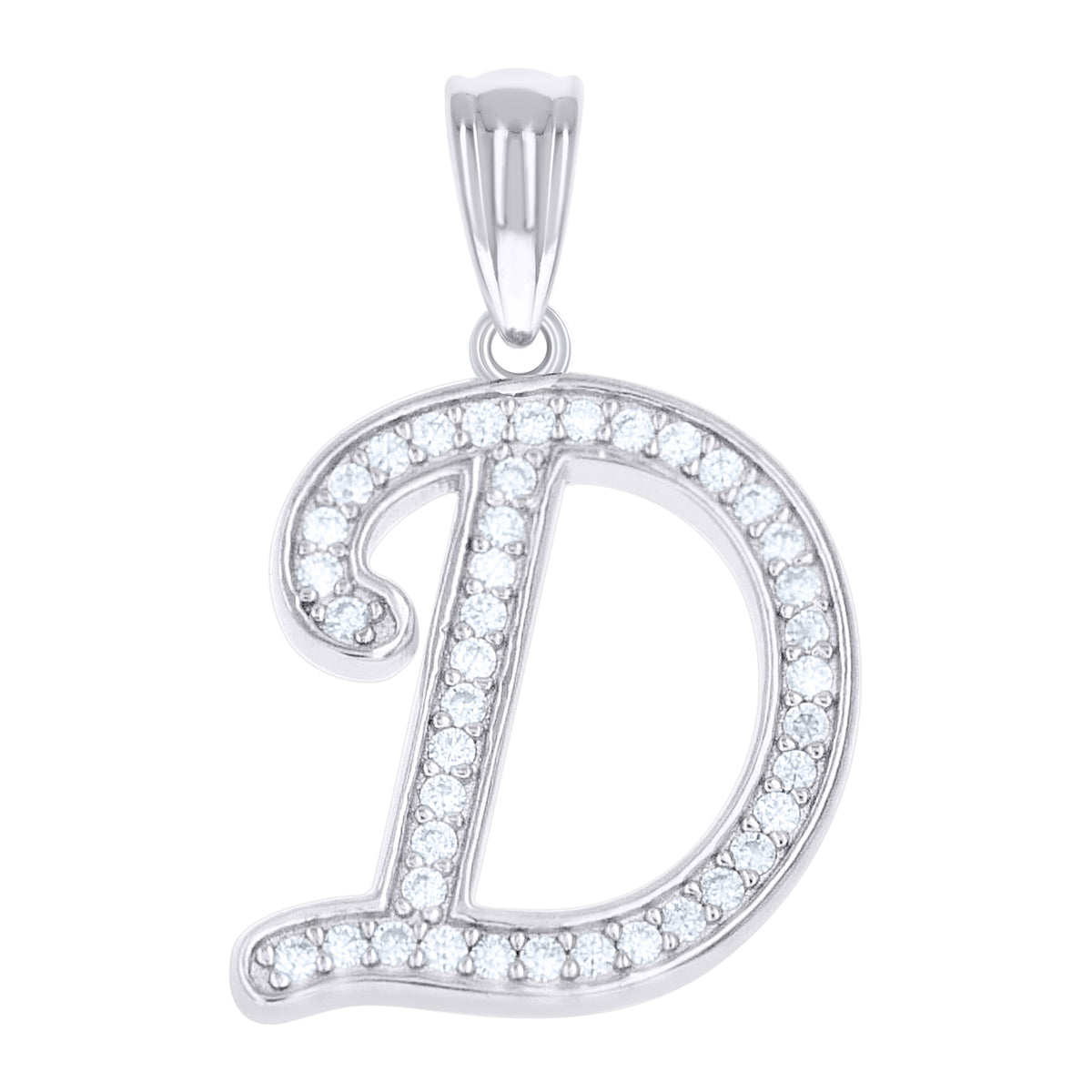 925 Sterling Silver Unisex Moissanite Initial Alphabet D Charm Pendant