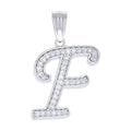 925 Sterling Silver Unisex Moissanite Initial Alphabet F Charm Pendant