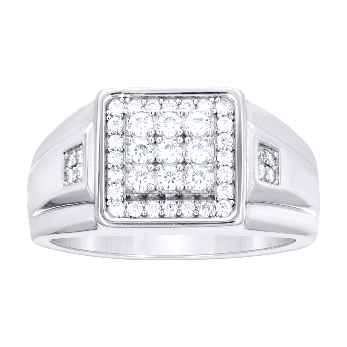 925 Sterling Silver Mens Moissanite Square Head Fashion Ring Size 10