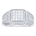 925 Sterling Silver Mens Baguette Round Moissanite Octagon Head Fashion Ring Size 9