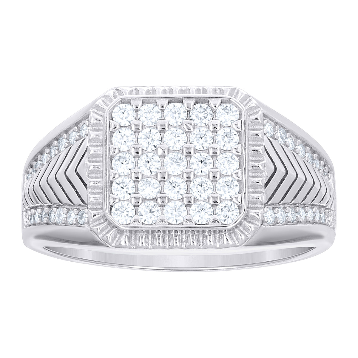 925 Sterling Silver Mens Moissanite Octagon Head Fashion Ring Size 9