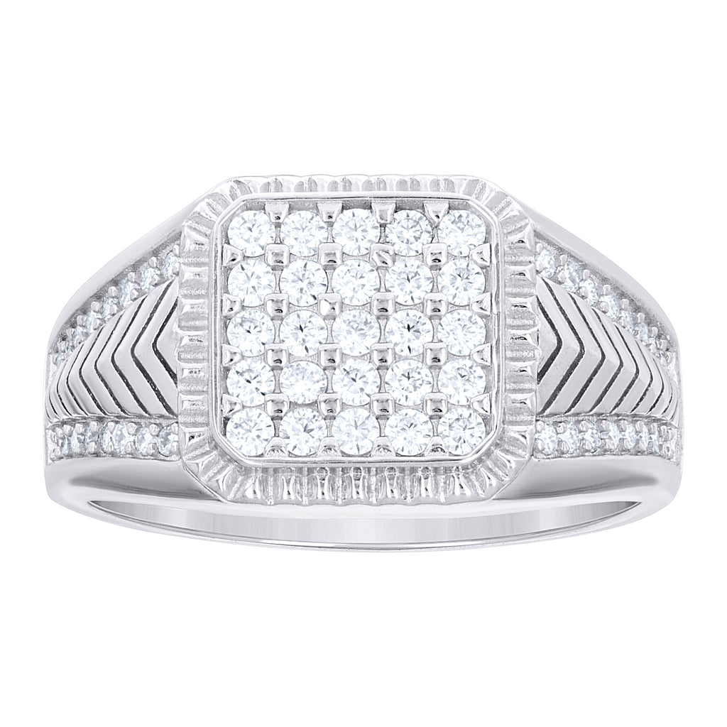925 Sterling Silver Mens Moissanite Octagon Head Fashion Ring Size 8