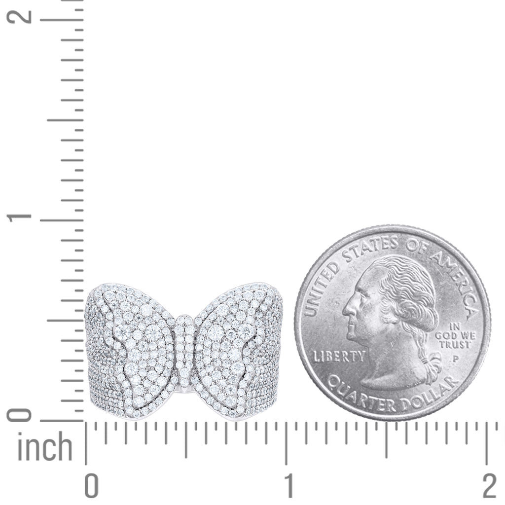 925 Sterling Silver Womens Moissanite Butterfly Fashion Ring Size 10