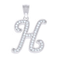 925 Sterling Silver Unisex Moissanite Initial Alphabet H Charm Pendant