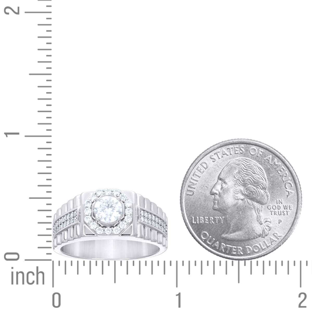 925 Sterling Silver Mens Moissanite Fashion Ring Size 10