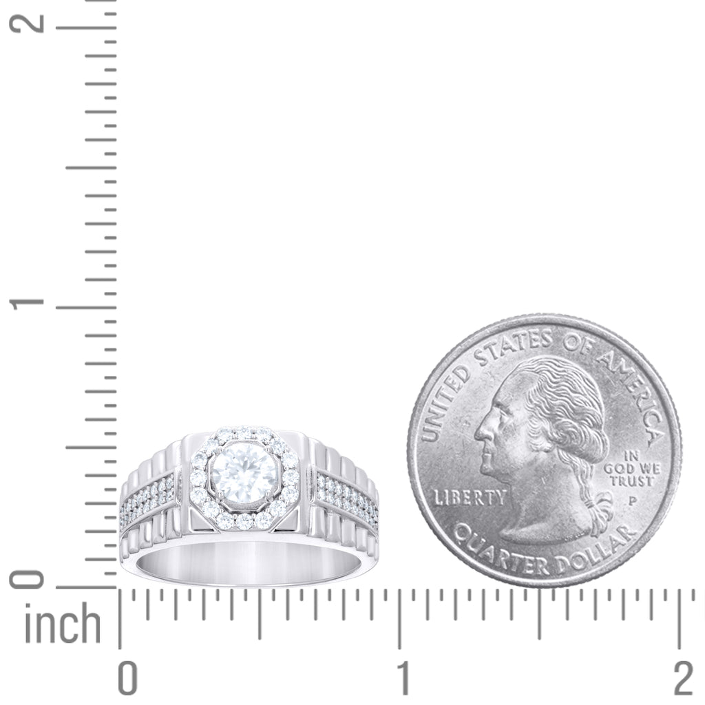 925 Sterling Silver Mens Moissanite Fashion Ring
