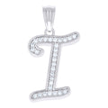 925 Sterling Silver Unisex Moissanite Initial Alphabet I Charm Pendant