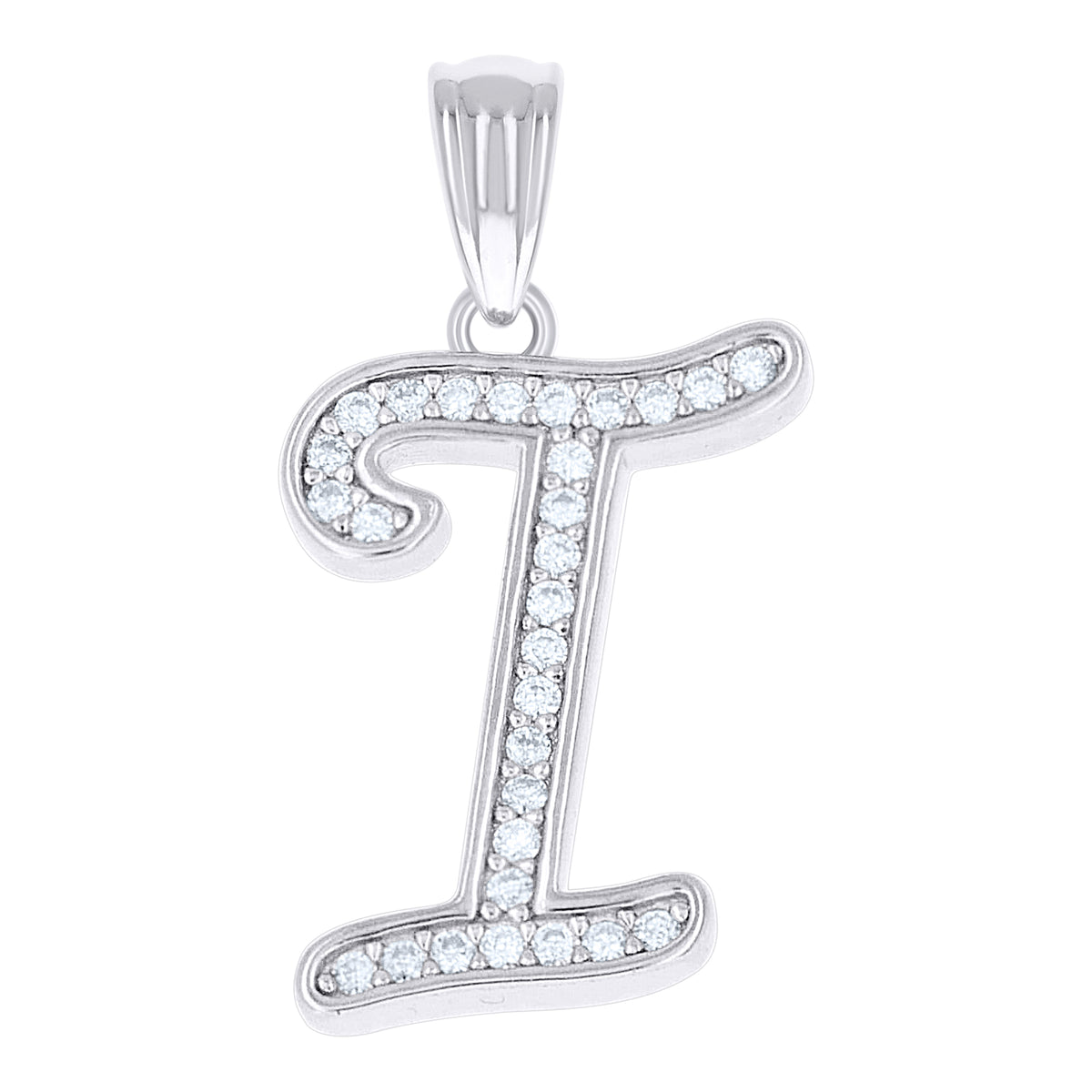 925 Sterling Silver Unisex Moissanite Initial Alphabet I Charm Pendant