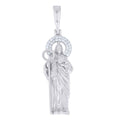925 Sterling Silver Men Moissanite St. Jude Religious Charm Pendant