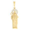 925 Sterling Silver Yellow-tone Men Moissanite St. Jude Religious Charm Pendant