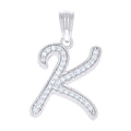 925 Sterling Silver Unisex Moissanite Initial Alphabet K Charm Pendant