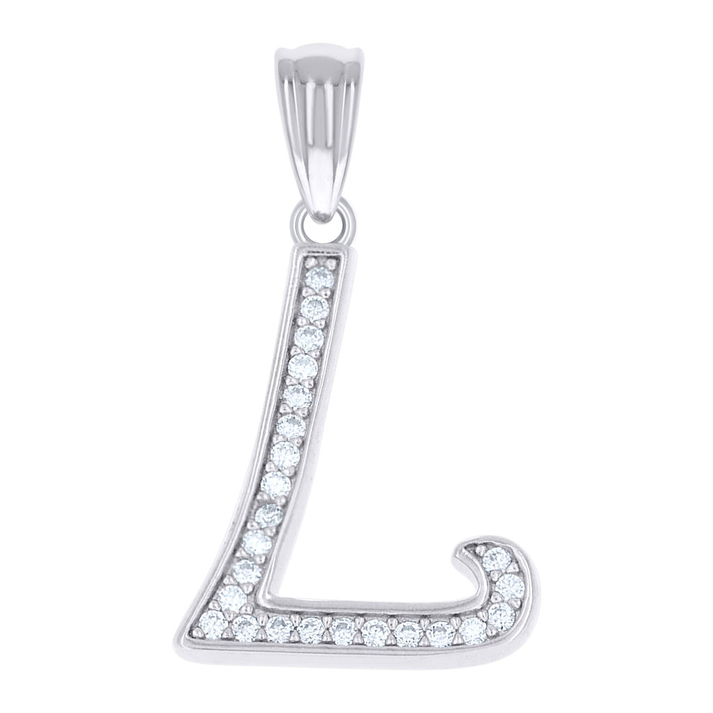 925 Sterling Silver Unisex Moissanite Initial Alphabet L Charm Pendant