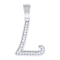 925 Sterling Silver Unisex Moissanite Initial Alphabet L Charm Pendant