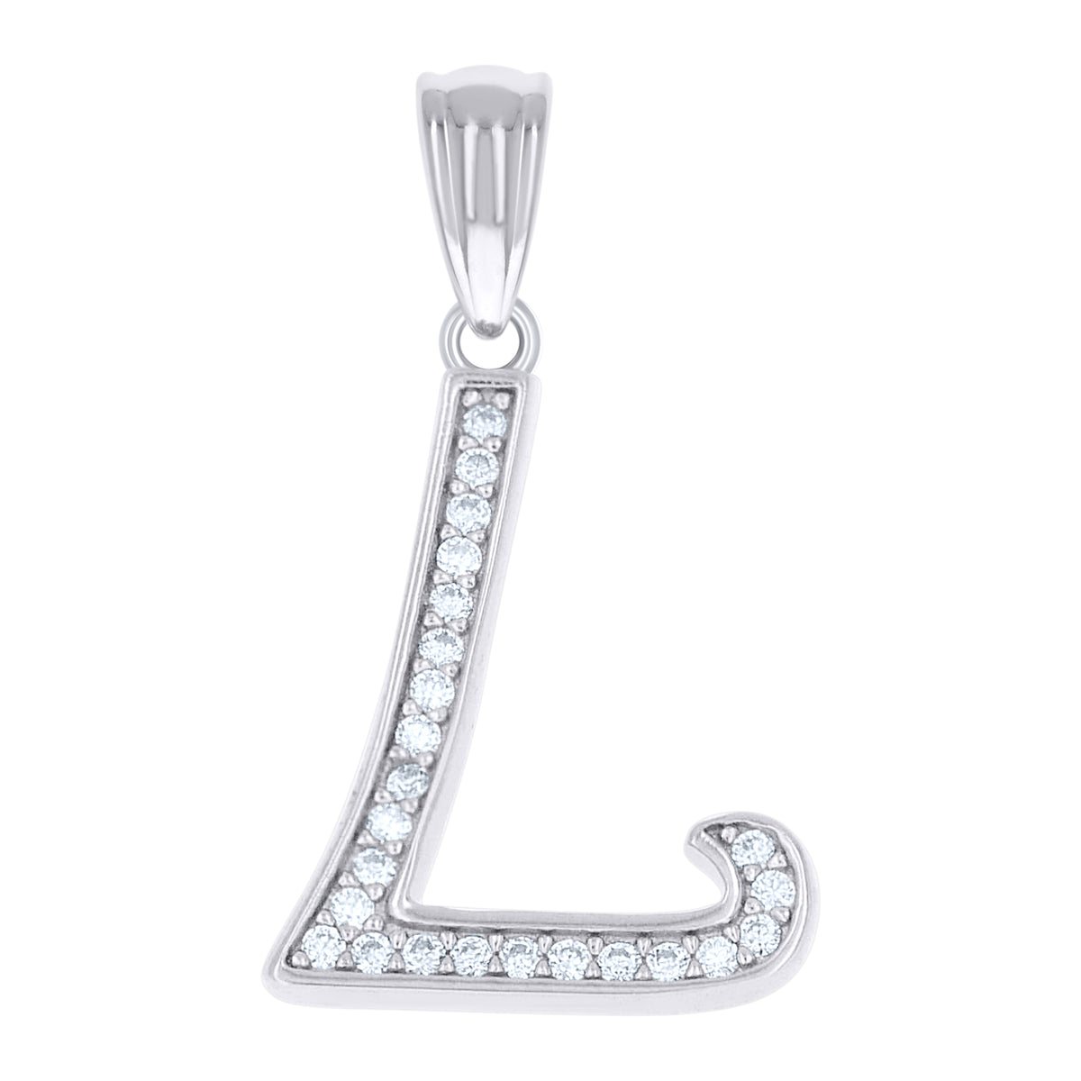 925 Sterling Silver Unisex Moissanite Initial Alphabet L Charm Pendant