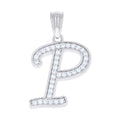 925 Sterling Silver Unisex Moissanite Initial Alphabet P Charm Pendant
