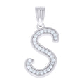 925 Sterling Silver Unisex Moissanite Initial Alphabet S Charm Pendant