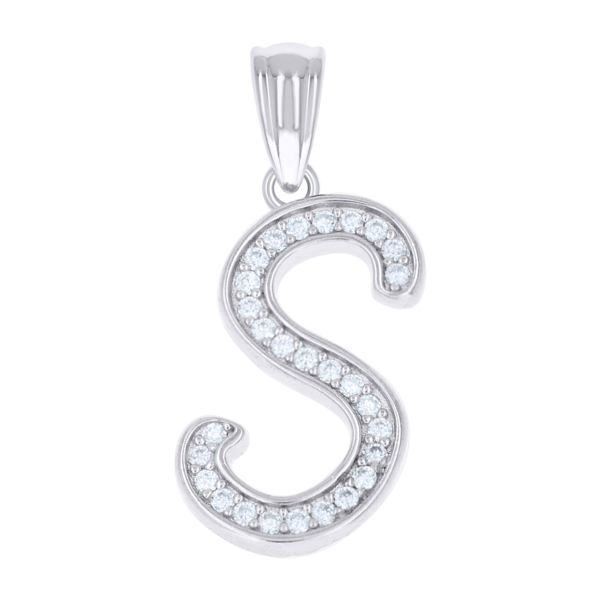 925 Sterling Silver Unisex Moissanite Initial Alphabet S Charm Pendant