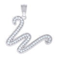 925 Sterling Silver Unisex Moissanite Initial Alphabet W Charm Pendant