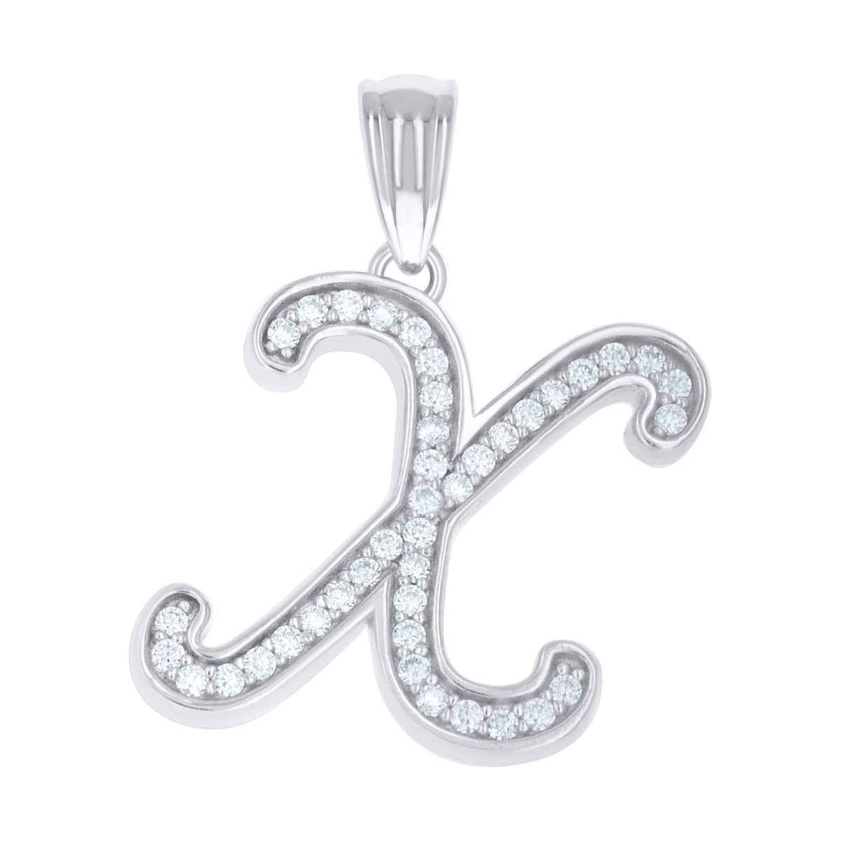 925 Sterling Silver Unisex Moissanite Initial Alphabet X Charm Pendant