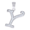 925 Sterling Silver Unisex Moissanite Initial Alphabet Y Charm Pendant