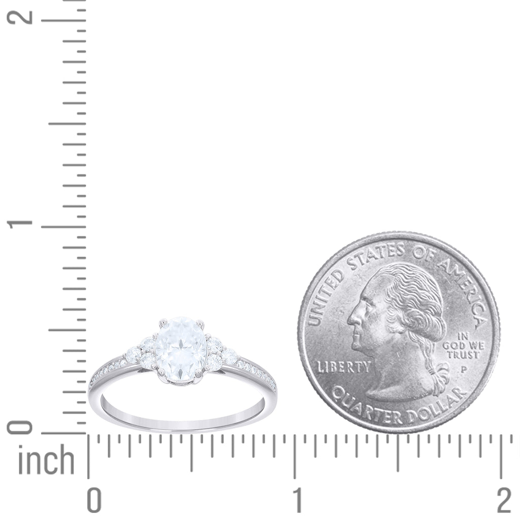 925 Sterling Silver Womens Oval Round Moissanite Engagement Ring Size 8
