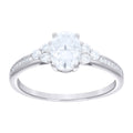 925 Sterling Silver Womens Oval Round Moissanite Engagement Ring Size 8