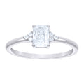 925 Sterling Silver Womens Emerald-Cut Round Moissanite Engagement Ring Size 7