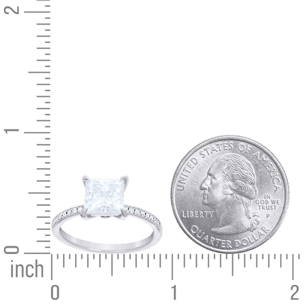 925 Sterling Silver Womens Princess-Cut Round Moissanite Engagement Ring Size 9