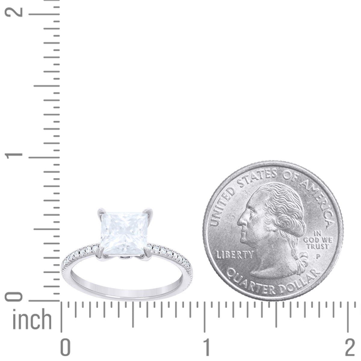 925 Sterling Silver Womens Princess-Cut Round Moissanite Engagement Ring Size 9