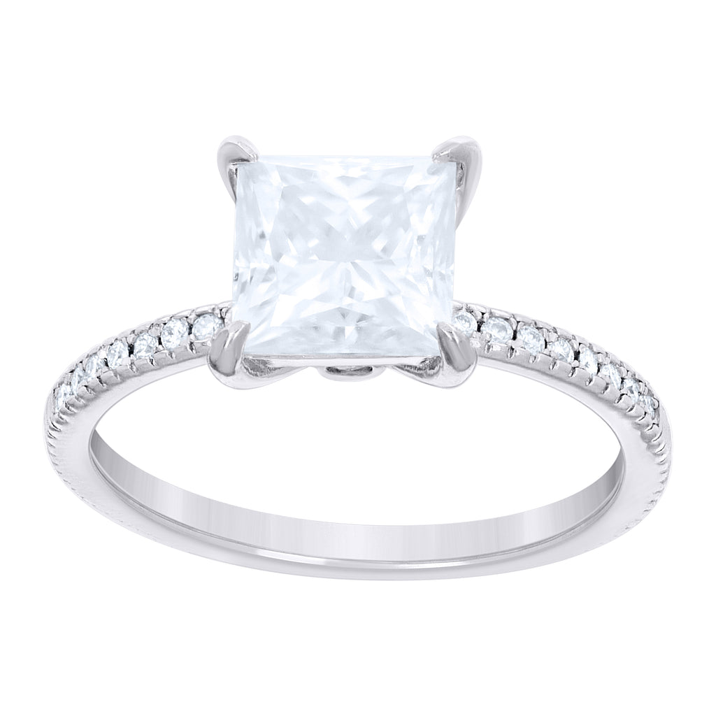 925 Sterling Silver Womens Princess-Cut Round Moissanite Engagement Ring Size 9