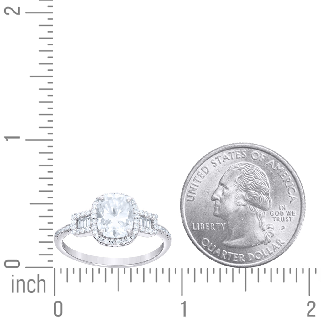 925 Sterling Silver Womens Cushion-Cut Round Moissanite Engagement Ring Size 10
