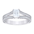 925 Sterling Silver Womens Emerald-Cut Round Moissanite Engagement Ring Size 9