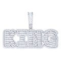 925 Sterling Silver Mens Round Baguette Cubic-Zirconia KING Fashion Pendant