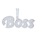 925 Sterling Silver Mens Round Baguette Cubic-Zirconia BOSS Fashion Pendant