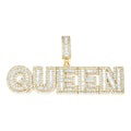 925 Sterling Silver Yellow-tone Womens Round Baguette Cubic-Zirconia QUEEN Fashion Pendant