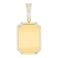 925 Sterling Silver Yellow-tone Unisex Round Baguette Cubic-Zirconia Picture Frame Pendant
