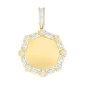 925 Sterling Silver Yellow-tone Unisex Round Baguette Cubic-Zirconia Picture Frame Pendant