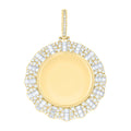 925 Sterling Silver Yellow-tone Unisex Round Baguette Cubic-Zirconia Picture Frame Pendant